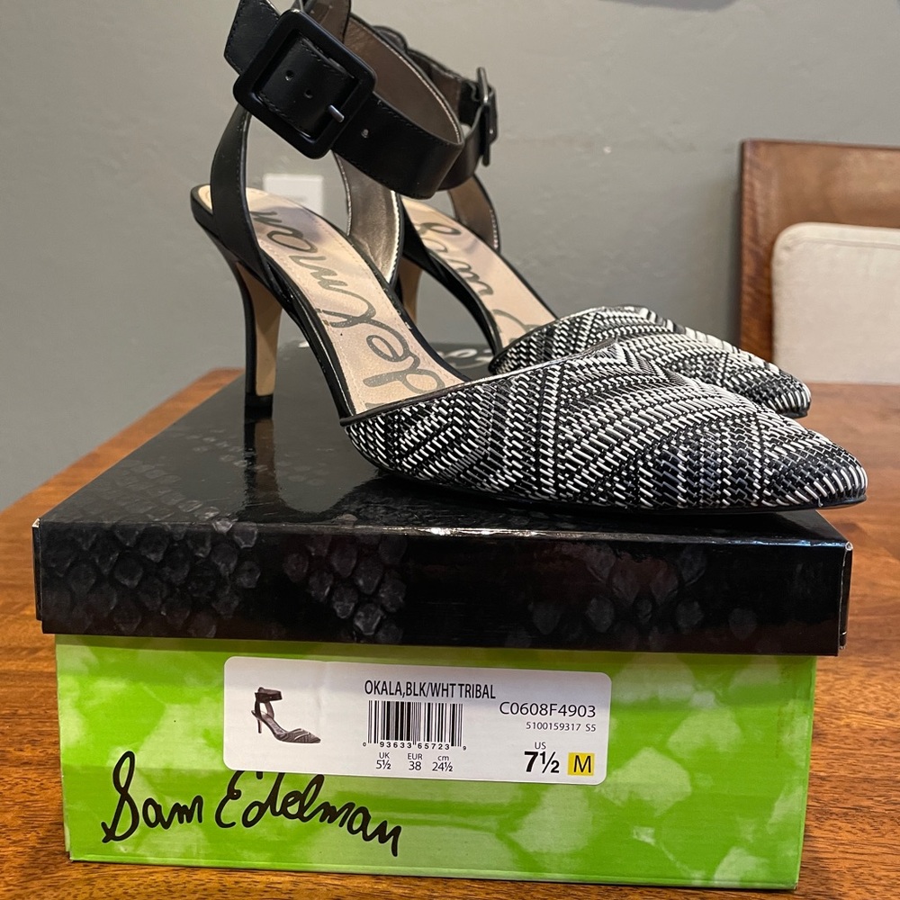 Sam Edelman Ankle Strap Okala Heels, Size 7.5